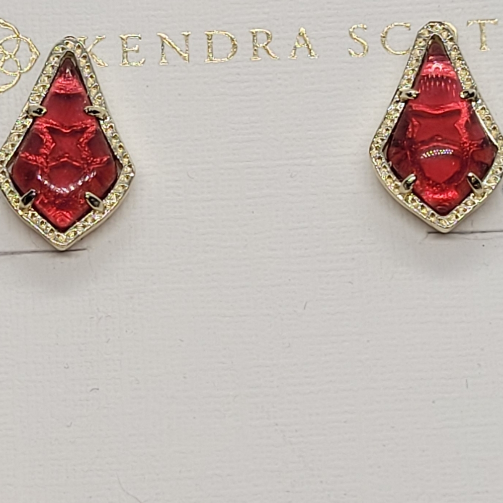Custom Kendra Scott Stud Earrings Berry Red Gold